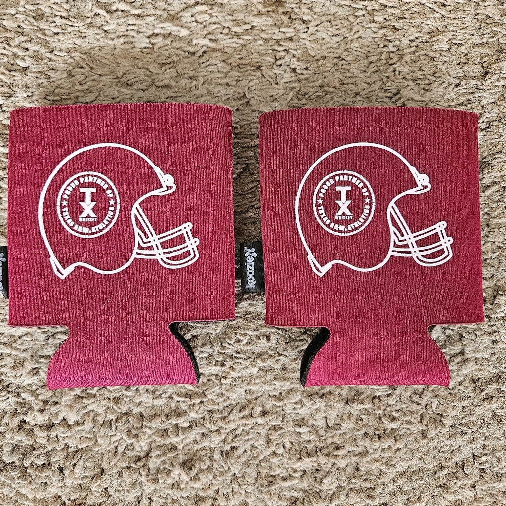 A&M Burguny Football Helmet Can Cooler Set